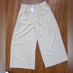 Elegant Cream Wide Leg Women's Trousers